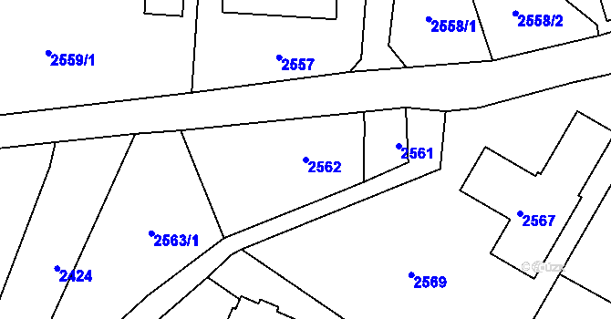 Parcela st. 2562 v KÚ Vratislavice nad Nisou, Katastrální mapa
