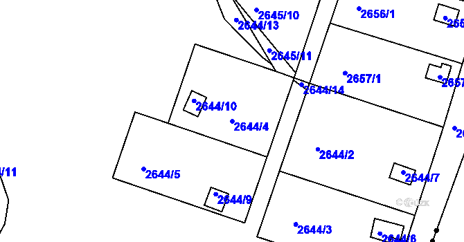 Parcela st. 2644/4 v KÚ Vratislavice nad Nisou, Katastrální mapa