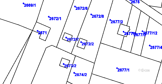 Parcela st. 2672/2 v KÚ Vratislavice nad Nisou, Katastrální mapa