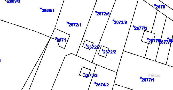 Parcela st. 2672/7 v KÚ Vratislavice nad Nisou, Katastrální mapa