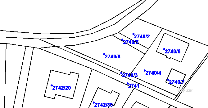 Parcela st. 2740/8 v KÚ Vratislavice nad Nisou, Katastrální mapa