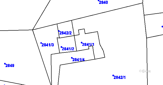 Parcela st. 2841/1 v KÚ Vratislavice nad Nisou, Katastrální mapa