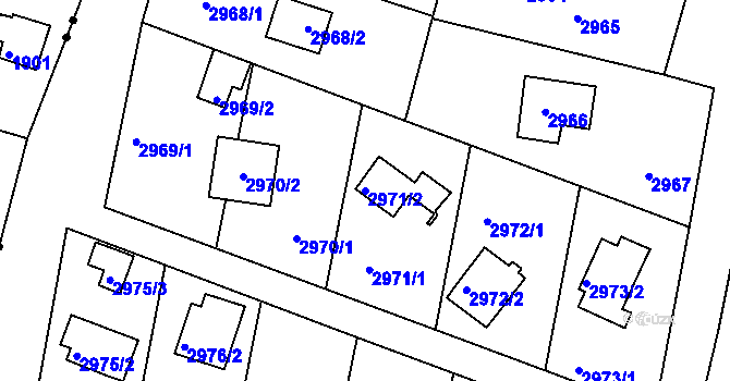 Parcela st. 2971/2 v KÚ Vratislavice nad Nisou, Katastrální mapa