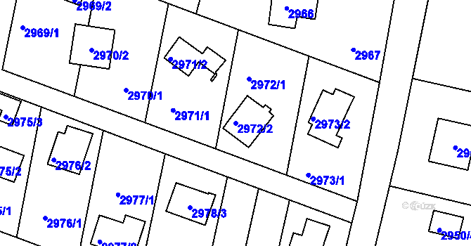 Parcela st. 2972/2 v KÚ Vratislavice nad Nisou, Katastrální mapa