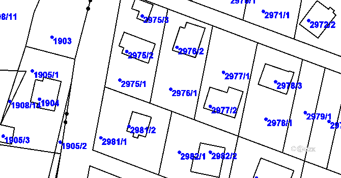 Parcela st. 2976/1 v KÚ Vratislavice nad Nisou, Katastrální mapa