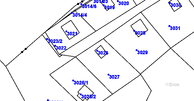 Parcela st. 3026 v KÚ Vratislavice nad Nisou, Katastrální mapa