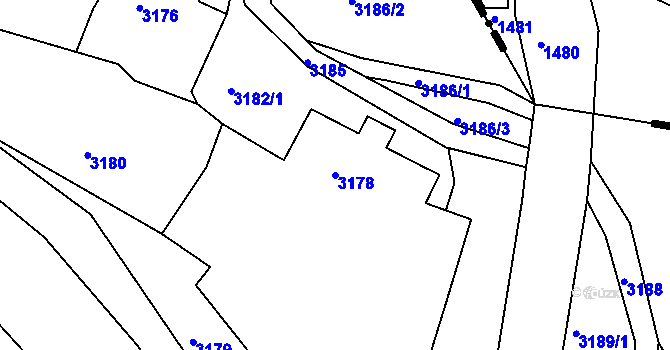 Parcela st. 3178 v KÚ Vratislavice nad Nisou, Katastrální mapa