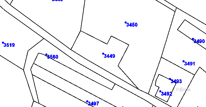 Parcela st. 3449 v KÚ Vratislavice nad Nisou, Katastrální mapa
