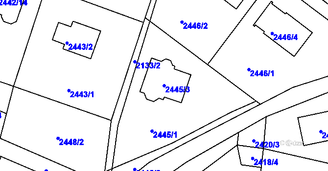 Parcela st. 2445/3 v KÚ Vratislavice nad Nisou, Katastrální mapa