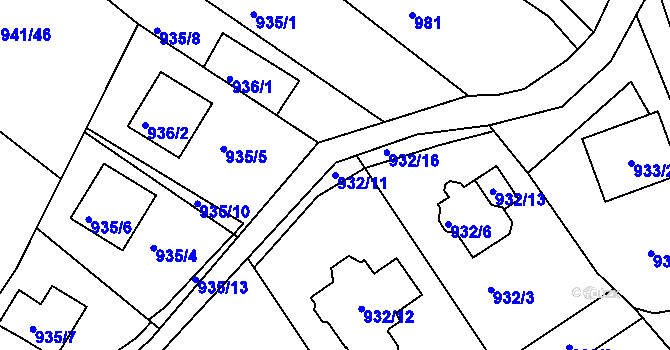Parcela st. 932/11 v KÚ Vratislavice nad Nisou, Katastrální mapa