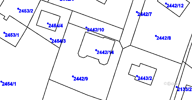 Parcela st. 2442/14 v KÚ Vratislavice nad Nisou, Katastrální mapa