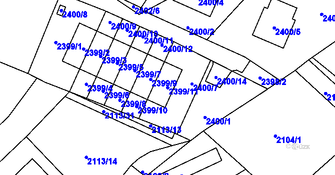 Parcela st. 2399/11 v KÚ Vratislavice nad Nisou, Katastrální mapa
