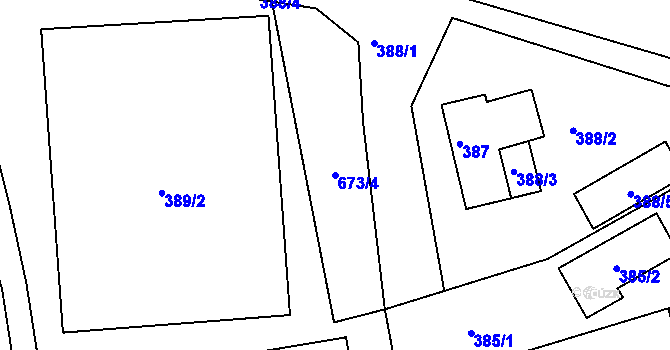 Parcela st. 673/4 v KÚ Vratislavice nad Nisou, Katastrální mapa