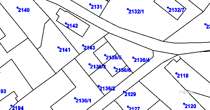 Parcela st. 2136/5 v KÚ Vratislavice nad Nisou, Katastrální mapa