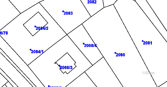 Parcela st. 2068/4 v KÚ Vratislavice nad Nisou, Katastrální mapa