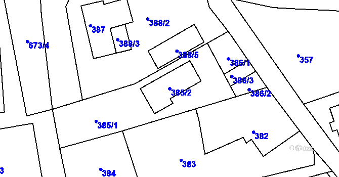 Parcela st. 385/2 v KÚ Vratislavice nad Nisou, Katastrální mapa