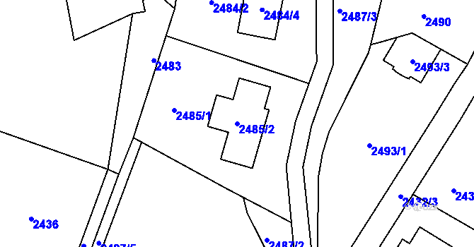 Parcela st. 2485/2 v KÚ Vratislavice nad Nisou, Katastrální mapa