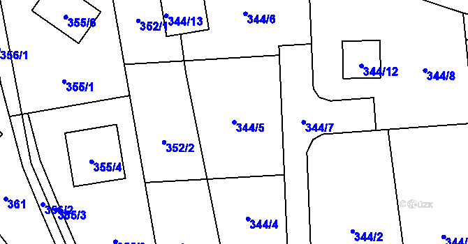 Parcela st. 344/5 v KÚ Vratislavice nad Nisou, Katastrální mapa