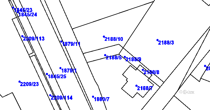 Parcela st. 2188/5 v KÚ Vratislavice nad Nisou, Katastrální mapa