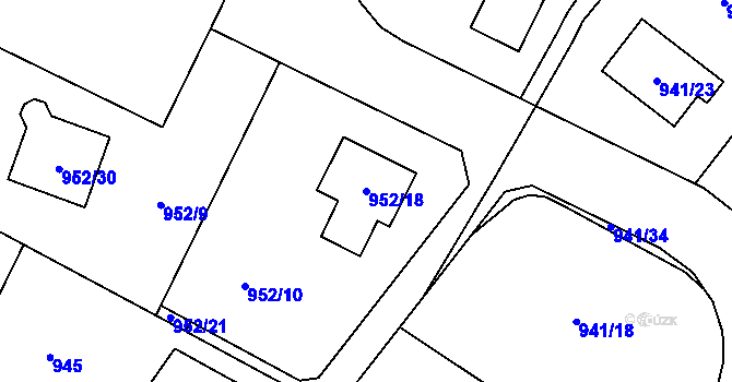 Parcela st. 952/18 v KÚ Vratislavice nad Nisou, Katastrální mapa