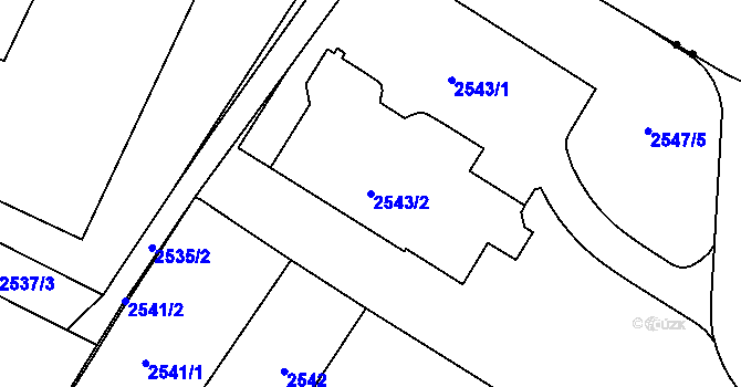 Parcela st. 2543/2 v KÚ Vratislavice nad Nisou, Katastrální mapa