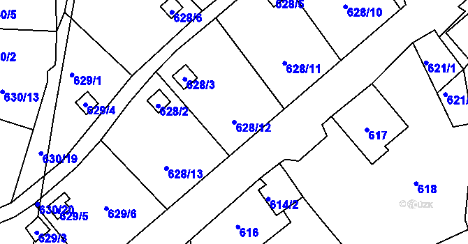 Parcela st. 628/12 v KÚ Vratislavice nad Nisou, Katastrální mapa