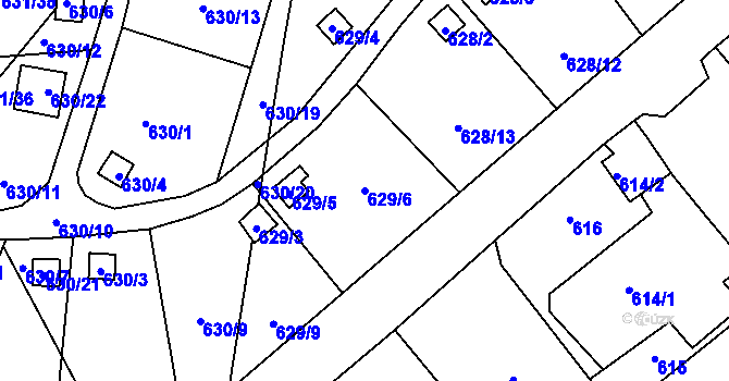 Parcela st. 629/6 v KÚ Vratislavice nad Nisou, Katastrální mapa