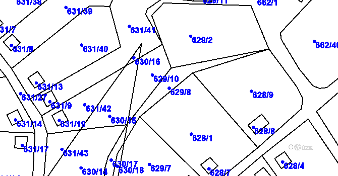 Parcela st. 629/8 v KÚ Vratislavice nad Nisou, Katastrální mapa