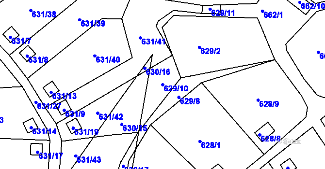 Parcela st. 629/10 v KÚ Vratislavice nad Nisou, Katastrální mapa