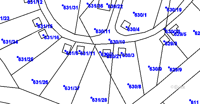 Parcela st. 630/7 v KÚ Vratislavice nad Nisou, Katastrální mapa