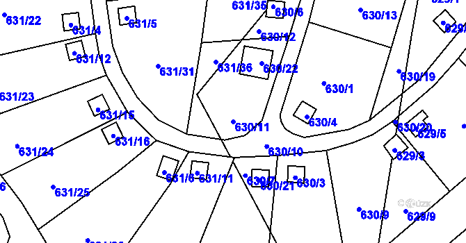 Parcela st. 630/11 v KÚ Vratislavice nad Nisou, Katastrální mapa