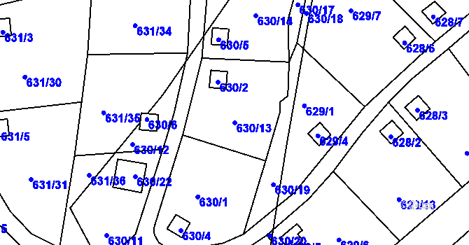 Parcela st. 630/13 v KÚ Vratislavice nad Nisou, Katastrální mapa