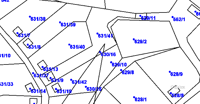 Parcela st. 630/16 v KÚ Vratislavice nad Nisou, Katastrální mapa