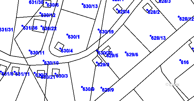 Parcela st. 630/20 v KÚ Vratislavice nad Nisou, Katastrální mapa