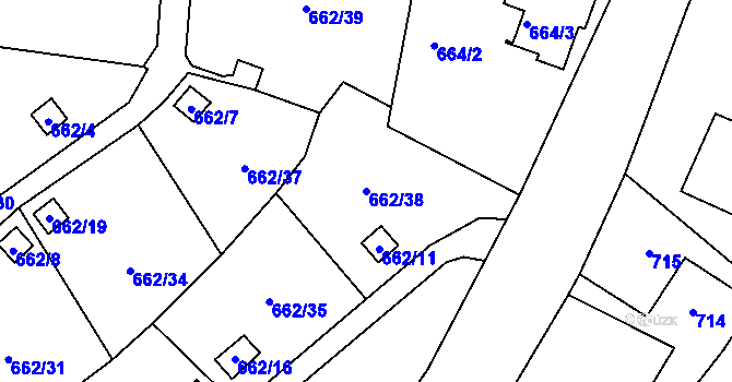 Parcela st. 662/38 v KÚ Vratislavice nad Nisou, Katastrální mapa