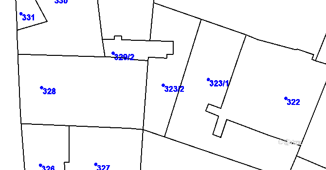 Parcela st. 323/2 v KÚ Vratislavice nad Nisou, Katastrální mapa