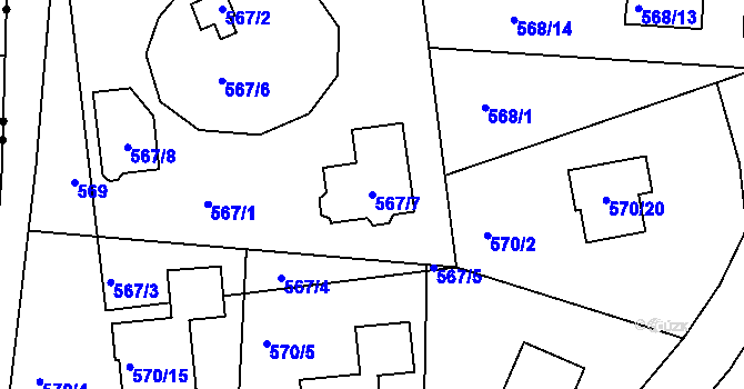 Parcela st. 567/7 v KÚ Vratislavice nad Nisou, Katastrální mapa