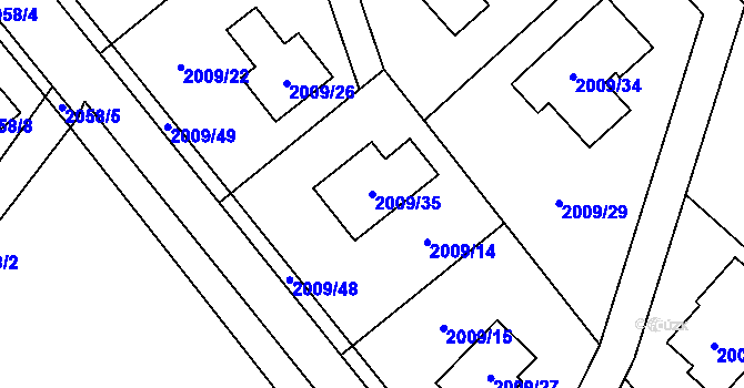 Parcela st. 2009/35 v KÚ Vratislavice nad Nisou, Katastrální mapa
