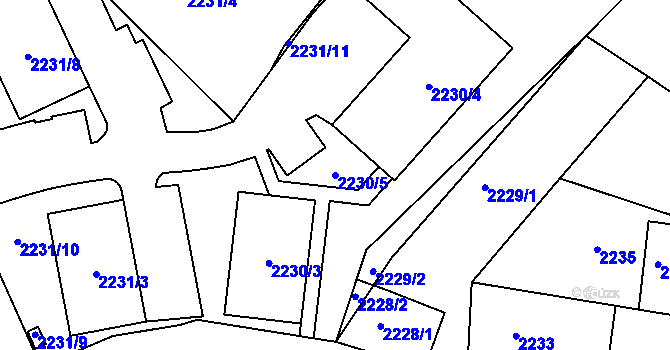 Parcela st. 2230/5 v KÚ Vratislavice nad Nisou, Katastrální mapa
