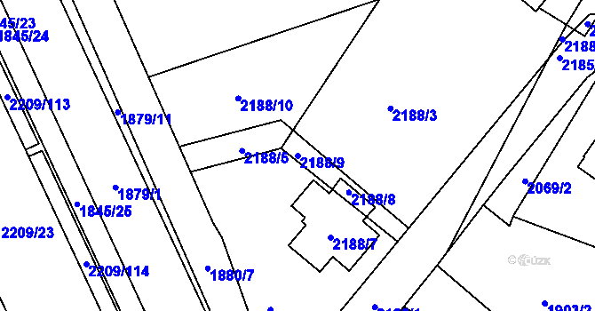 Parcela st. 2188/9 v KÚ Vratislavice nad Nisou, Katastrální mapa