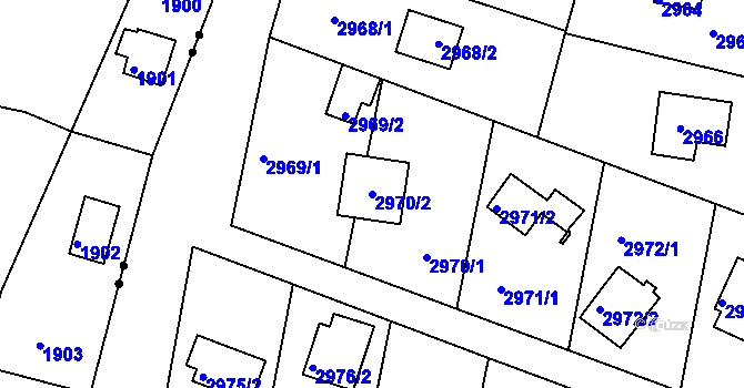 Parcela st. 2970/2 v KÚ Vratislavice nad Nisou, Katastrální mapa