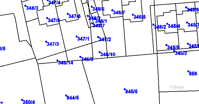 Parcela st. 346/10 v KÚ Vratislavice nad Nisou, Katastrální mapa