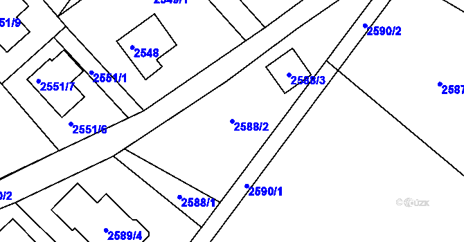Parcela st. 2588/2 v KÚ Vratislavice nad Nisou, Katastrální mapa