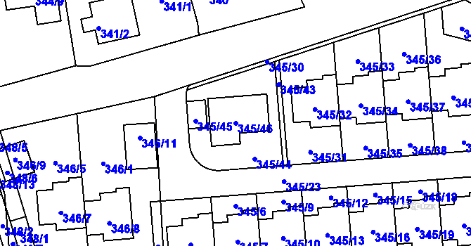 Parcela st. 345/46 v KÚ Vratislavice nad Nisou, Katastrální mapa