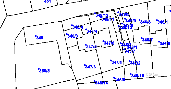 Parcela st. 347/5 v KÚ Vratislavice nad Nisou, Katastrální mapa