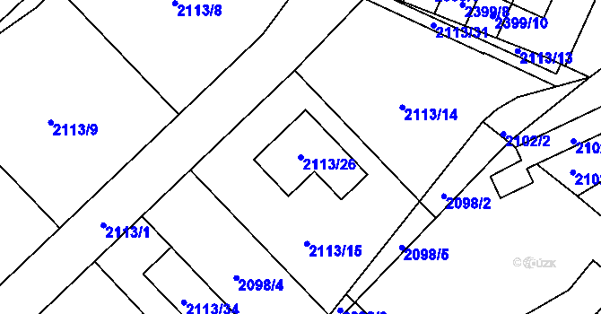 Parcela st. 2113/26 v KÚ Vratislavice nad Nisou, Katastrální mapa