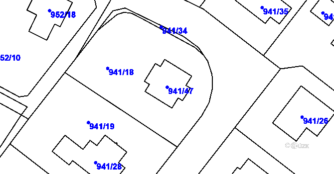 Parcela st. 941/47 v KÚ Vratislavice nad Nisou, Katastrální mapa