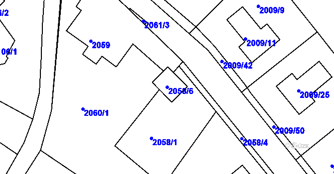 Parcela st. 2058/6 v KÚ Vratislavice nad Nisou, Katastrální mapa
