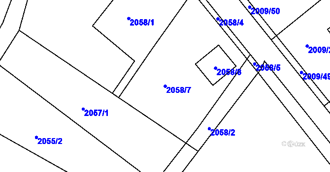 Parcela st. 2058/7 v KÚ Vratislavice nad Nisou, Katastrální mapa
