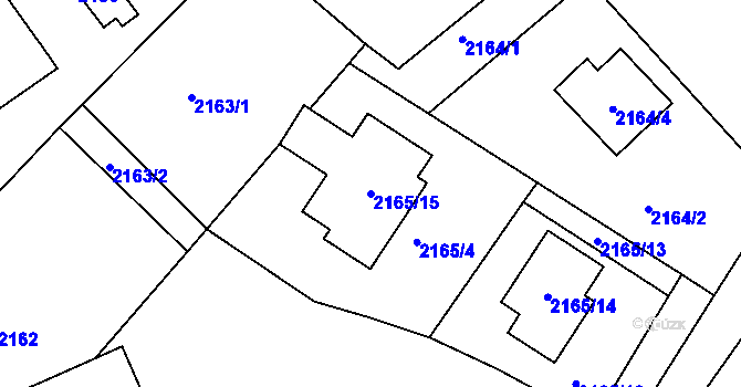 Parcela st. 2165/15 v KÚ Vratislavice nad Nisou, Katastrální mapa